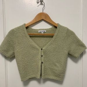 Pretty Garbage NWOT Sage Green Button Front Sweater Top